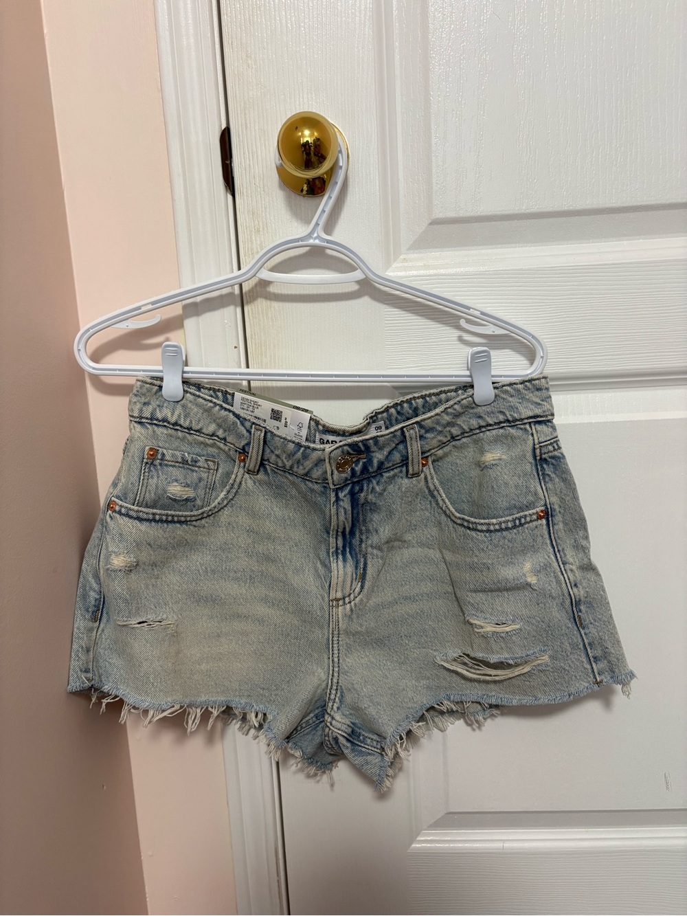Garage Festival Light Blue Distressed Denim Shorts